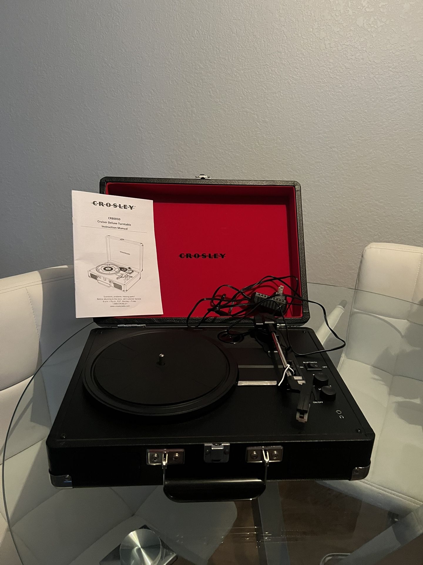 Vinyl Record Player with Speakers and Bluetooth