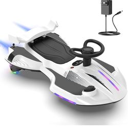 2V Electric Wiggle Car with Pedal for Kids, Rechargeable 2 in 1 Swing Car, Drifting Ride On Toys wit