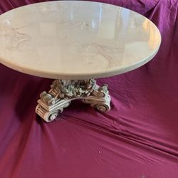 Vintage Faux Marble Ceramic Plant Table