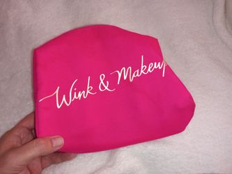 PINK LANCOME PARIS WINK & MAKEUP LIGHTWEIGHT TOTE ZIP UP BAG
