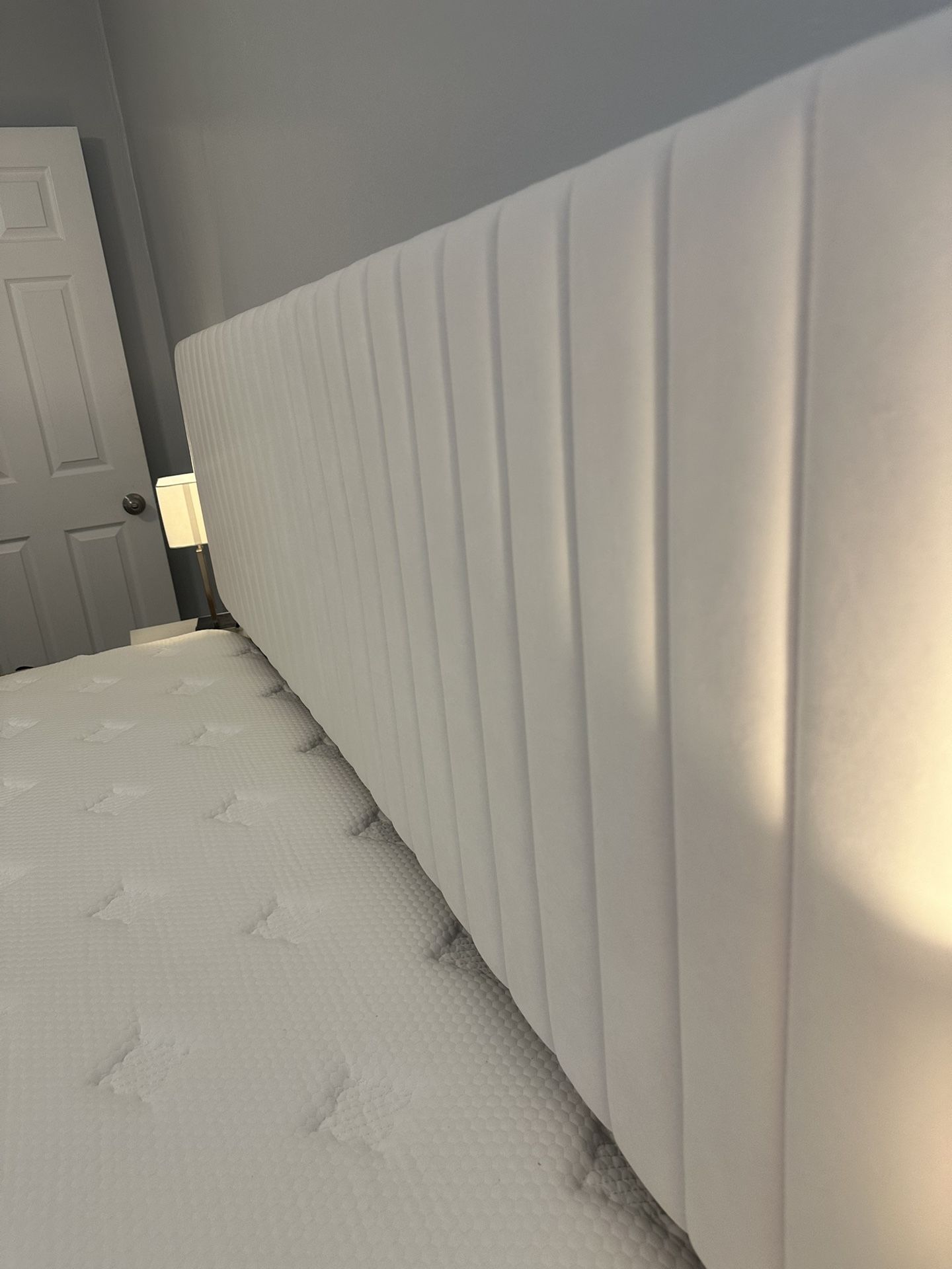 White Modern Bed frame With Mattress (no Box Spring Needed)
