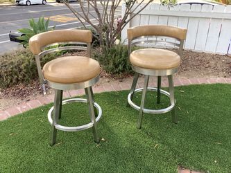 Set of 2 Swivel Bar Stools with Back