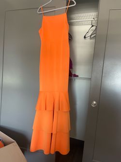 Size 10, NWOT Orange maxi ruffle dress