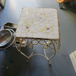 Vintage Floral Mosaic Plant Stand
​