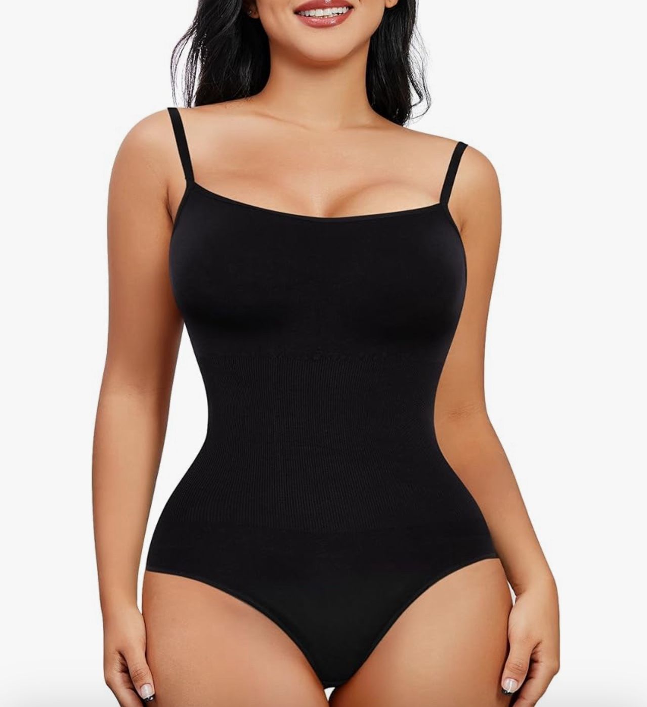 Nebility Shapewear Waist Trainer Bodysuits Women Clothing Tummy Control Seamless Full Body Shaper Square Neck Jumpsuits Top black large