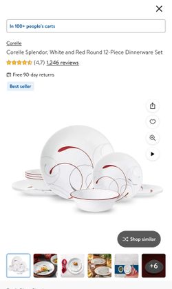 Corelle Splendor, White and Red Round 12-Piece Dinnerware Set