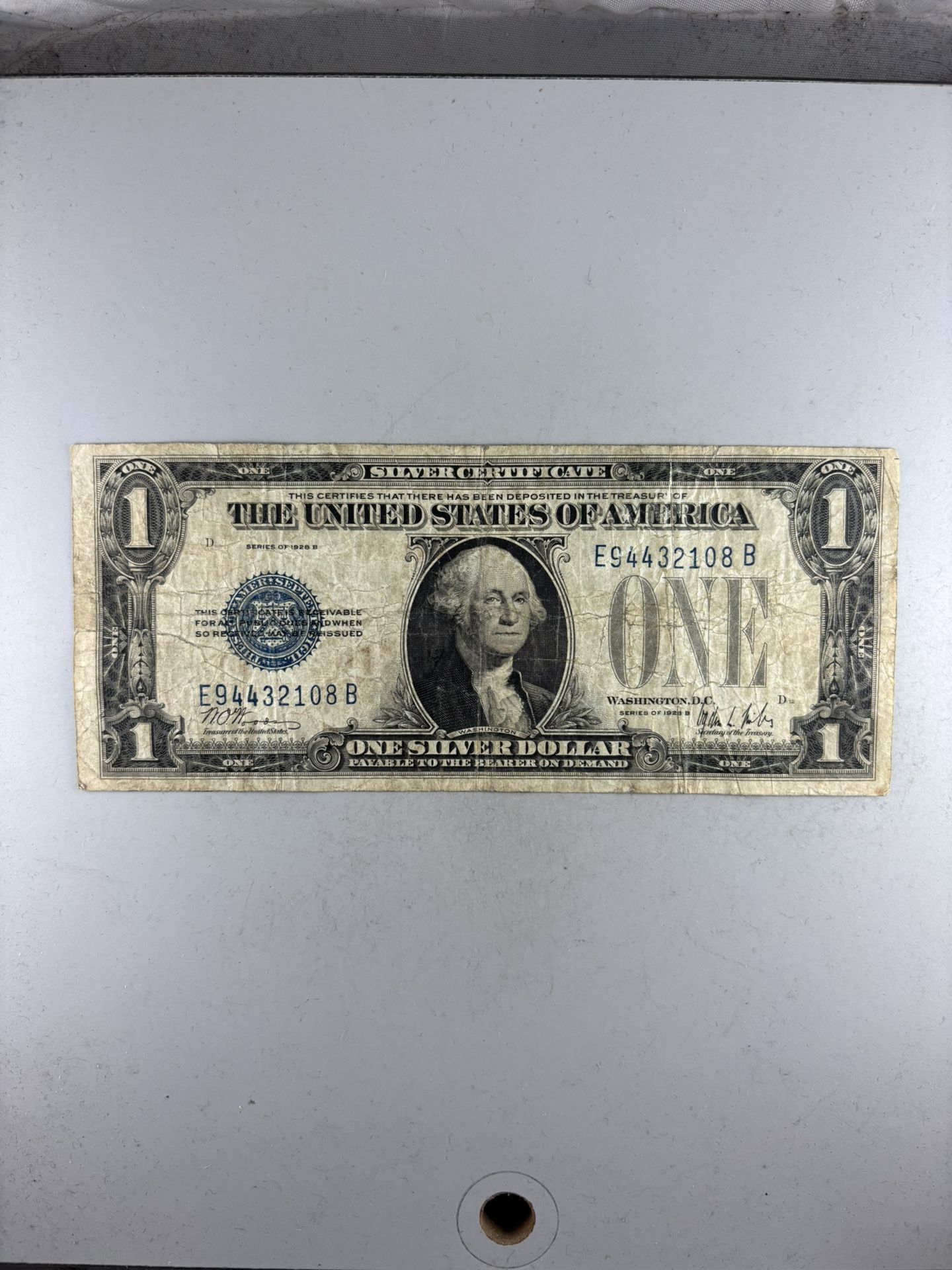 1928-B "Funnyback" $1 Silver Certificate -- COOL VINTAGE CURRENCY!