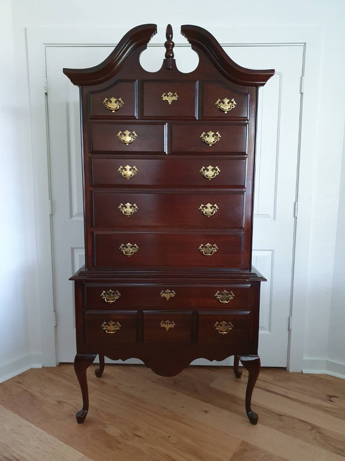 Pending Kincaid Cherry Mountain II Queen Anne Style Highboy 7 Drawer Dresser.