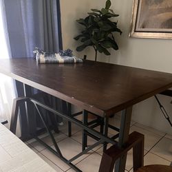 High Top Metal And Wood Table