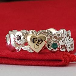 ❤️925 Sterling Silver and 14k Solid Gold, Emerald, and Garnet Ring!/ Anillo de Plata Esterlina y Oro 👌🎁Post Tags: Anillo de Plata Y Oro