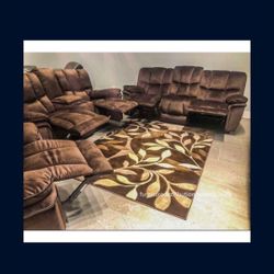 Barcelona Brown Fabric Reclining 3 Piece Living Room Sets---$1399---Fantastic Deal!!!---Same Day Delivery Available 
