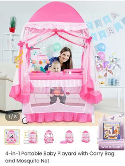 4-in-1 Portable Baby Playard with Canopy