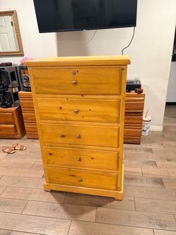 50in  Pine Wood 5-Drawer Dresser