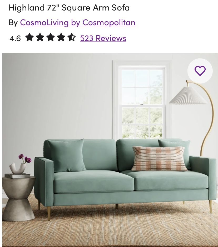 Modern Velvet Sage Green Couch