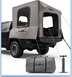 Inflatable Truck Bed Tent, PU3000 Waterproof Pickup Shelter for 5.5-8ft Bed Detachable Zippered Awning, PVC Air Beams, Includes Pump, Truck & Ground D