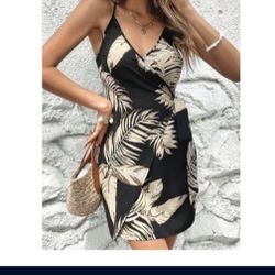 Women's Summer Dress Tropical Print Side Knot Bodycon Long Dress