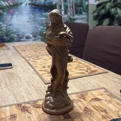 La Madonna with Child Statue in antique gold