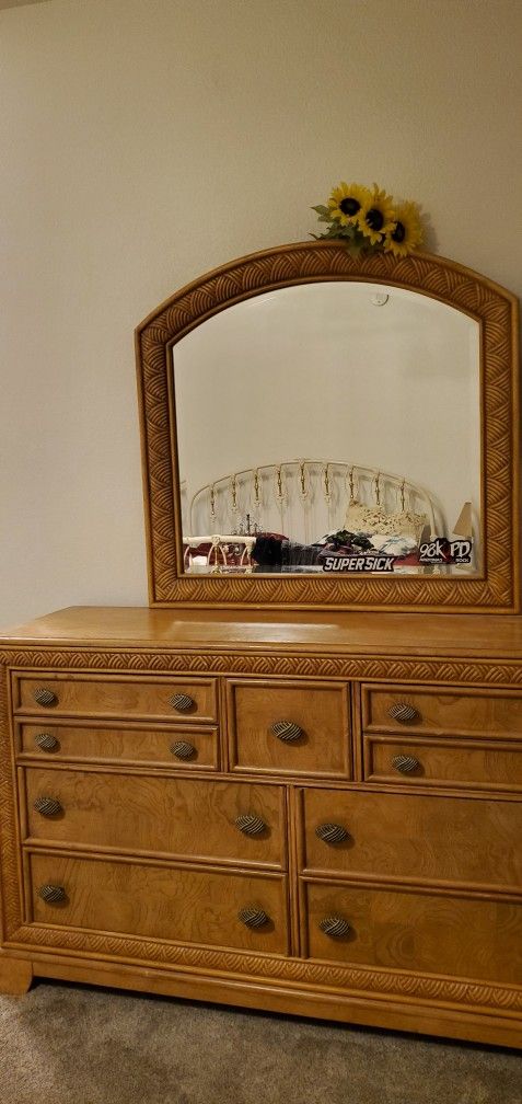 Wooden Dresser With Mirror