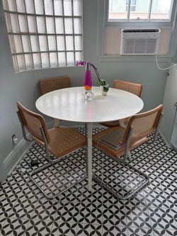 White west elm dining table mid century
