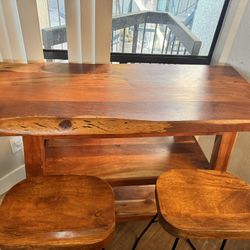 Custom Solid Wood Bar And Stools