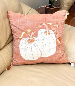 Pumpkin pillow-Fall throw pillow-LIKE NEW-autumn, decor, couch, bed