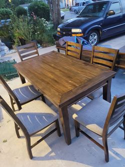 Farm house dining table and 6 chairs