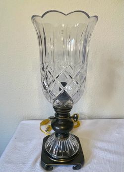 Vintage Gorham King Edward Lead Crystal Electric Hurricane Table Lamp 16.5"
