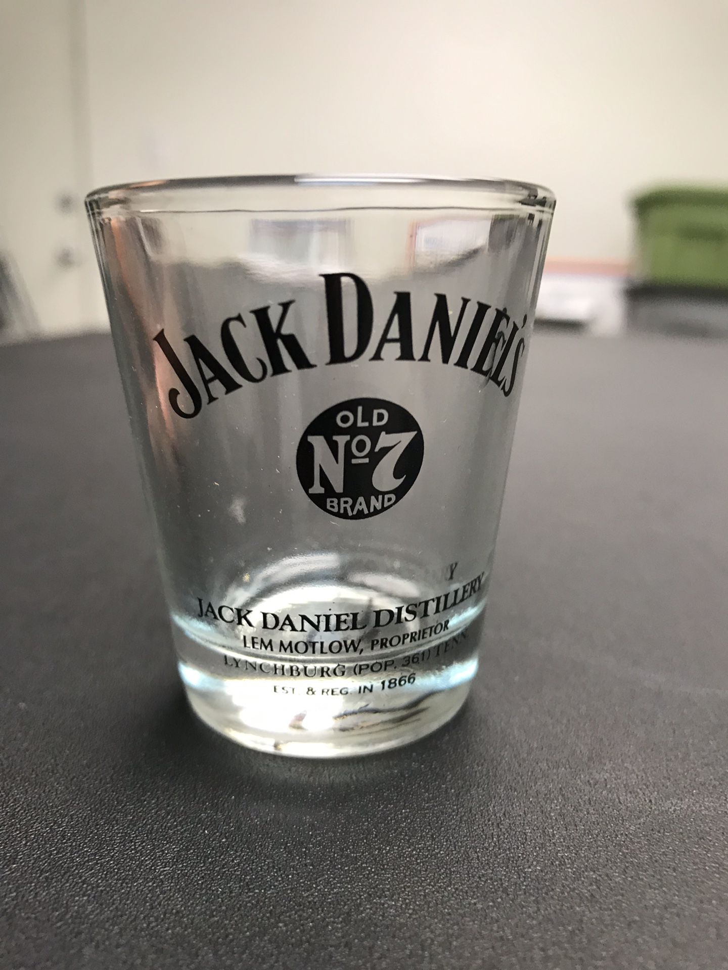 Jack Daniels Lynchburgh "Old NO 7" Shot Glass Lem Motlow Proprietor • Vintage