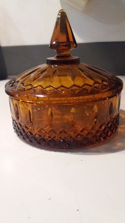 VINTAGE AMBER COLOR CANDY DISH