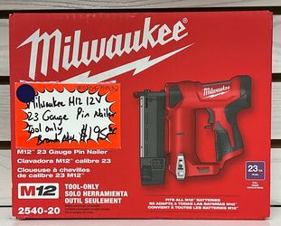 Milwaukee M12 12V 23 Gauge Pin Nailer Tool Only Brand New