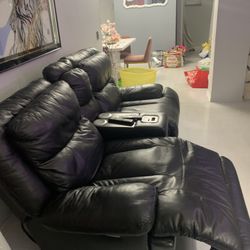 Leather Couches W/ Installed Bluetooth And Speaker 