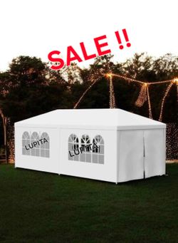 10x20 White Gazebo Wedding Party Tent Canopy With 4 Windows & 2 Sidewalls -6 (FOR SALE)