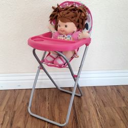Baby Doll With High Chair Toy.