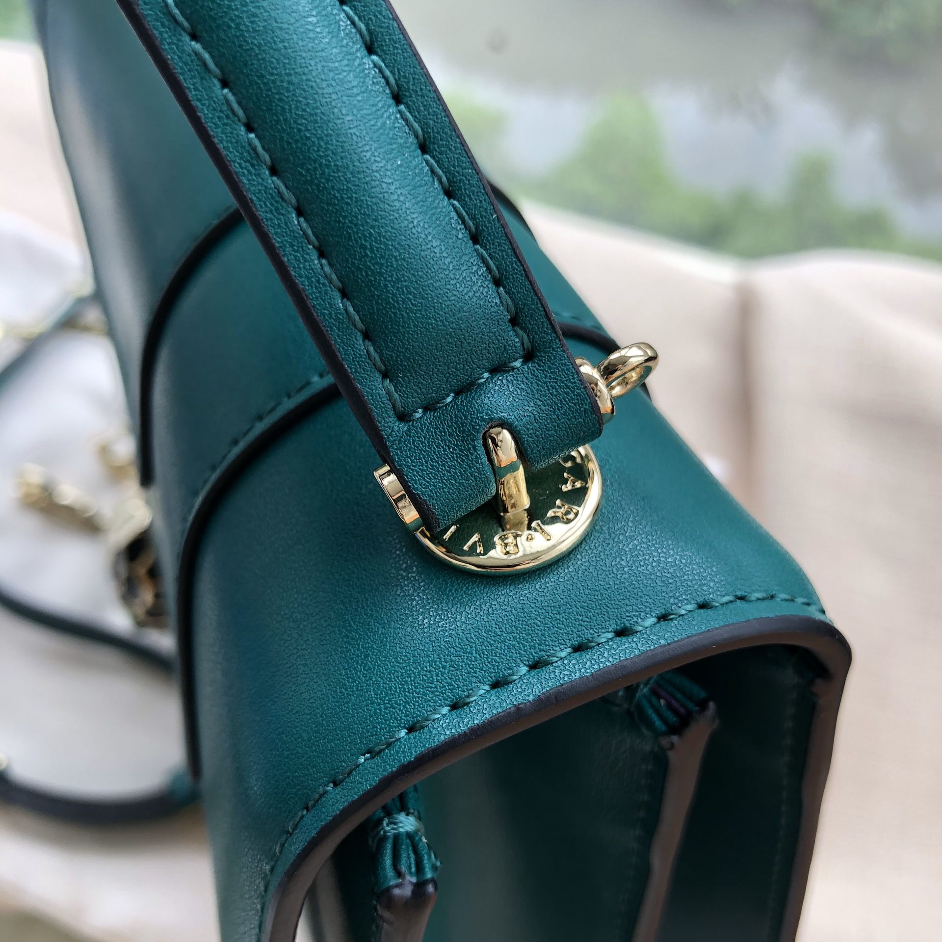 Authentic Bvlgari Bag Serpenti Forever Leather Green Women's Handbag