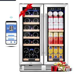 Brand new 🔥24 Inch Beverage and Wine Refrigerator, Dual Zone Wine Cooler Under Counter, with Independent Temperature Control and Upgraded Compressor,