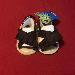 Baby Black Sandals 0-6 Months 
