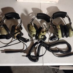 Lot of 3 David Clark Aviation Headphones - Working 