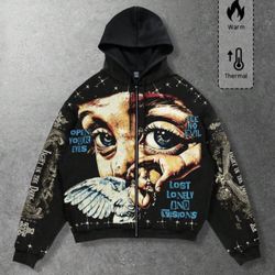 ROMWE Graphic Zip-Up Hoodie