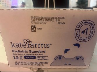 KATE FARMS Organic Plant Based Pediatric 1.2 Sole Source Vanilla Nutrition Shake, 12g of protein, 27 Vitamins and Minerals, Meal Replacement Drink for