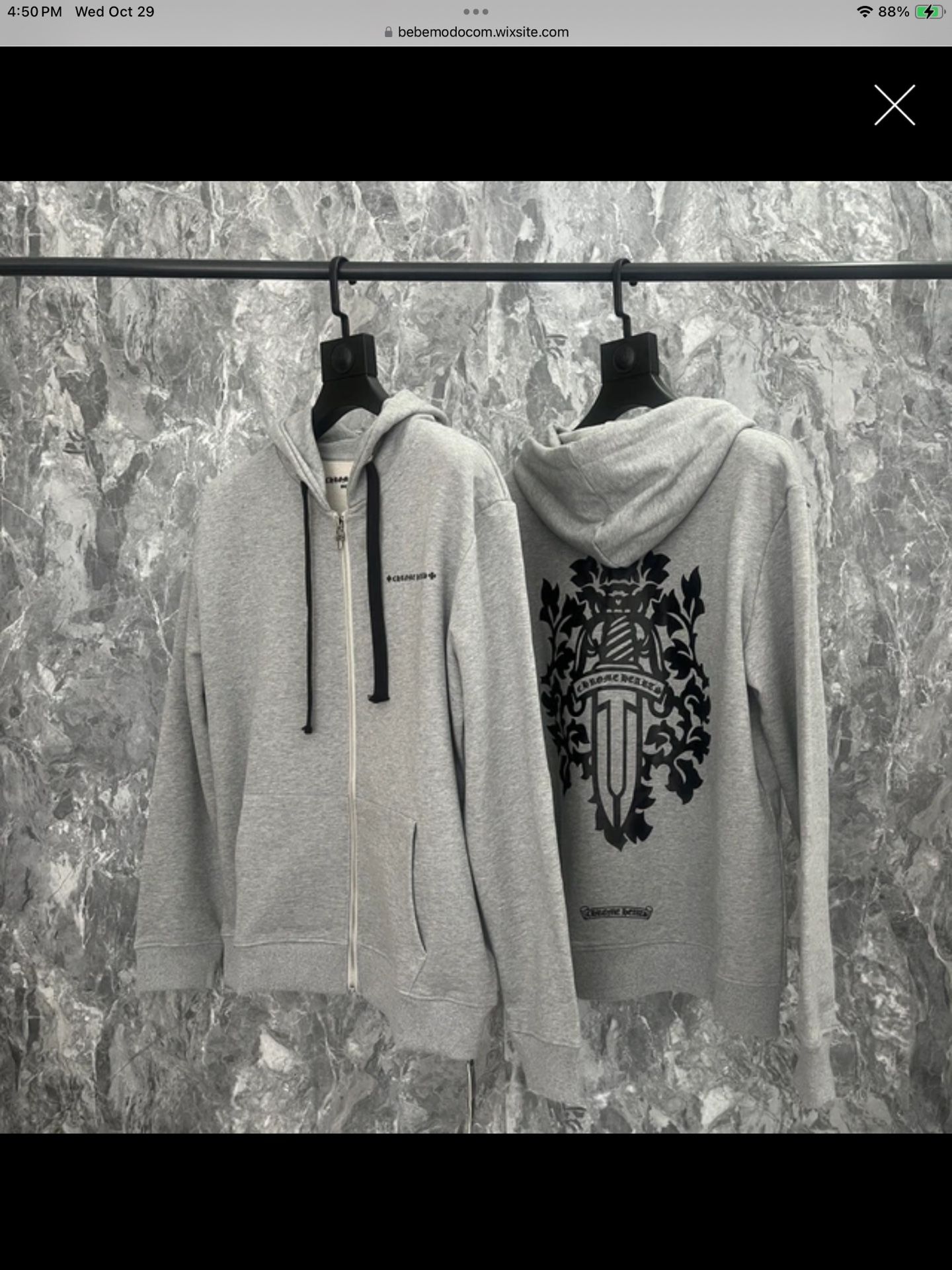 Chrome Dagger Hearts Zip Up Hoodie Grey Black Logo Jacket Small S 