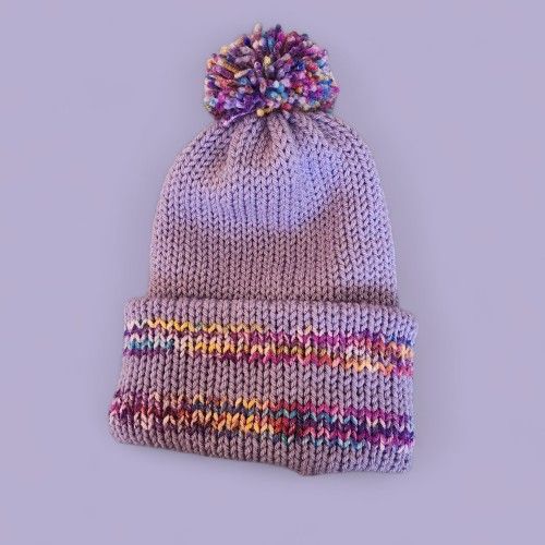 Handmade Reversible Beanie With Removable Pom-pom