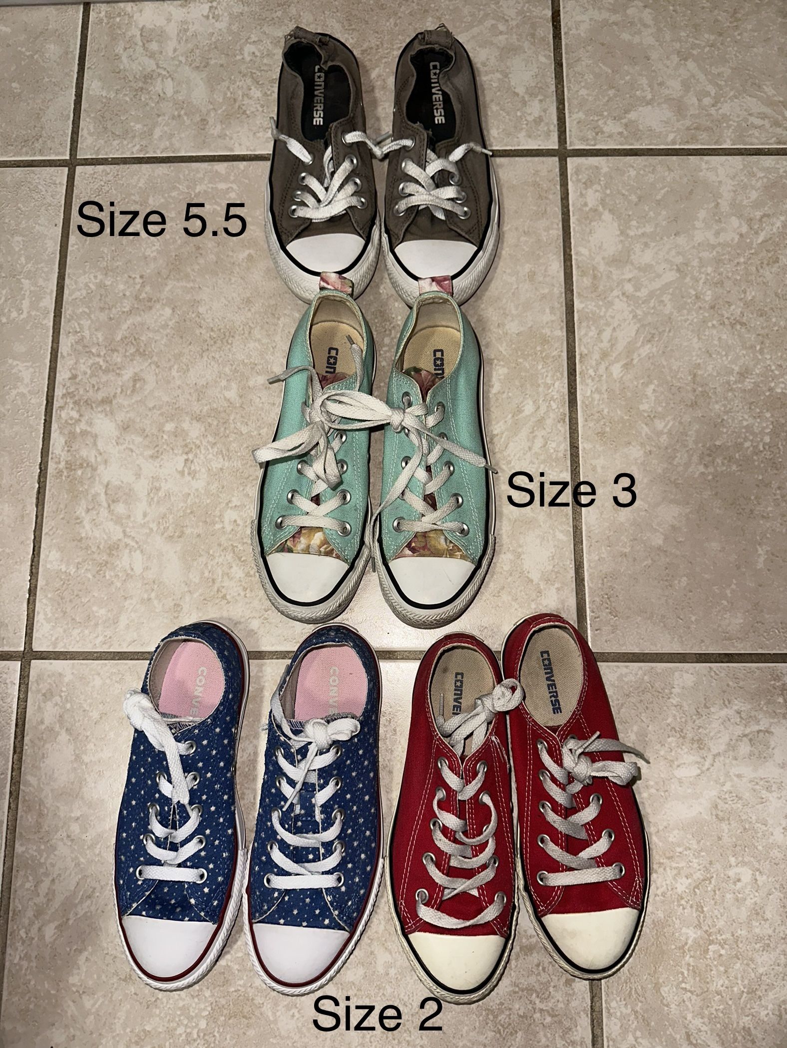Girls Converse Shoes Size 2/3/5.5
