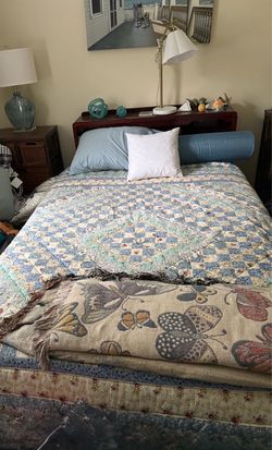 MCM Full Size Storage Headboard - Built-in Reading Lights & Drawer