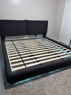New in Box King Size Bed With LED Lights $10DOWN