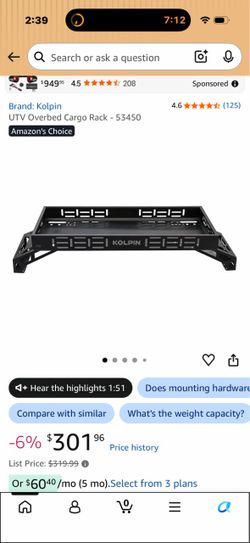 New in box UTV Overbed Cargo Rack - 53450