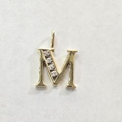 14kt Gold And Diamond "M" Charm