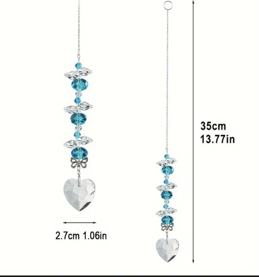Crystal Heart Butterfly Suncatcher