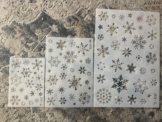 $10 (3) Christmas Snowflake Stencil Template, Reusable 