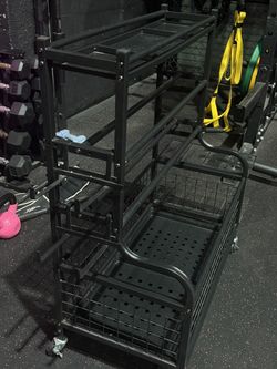 Heavy-Duty Rolling Gym Storage Cart – Holds Weights & Equipment