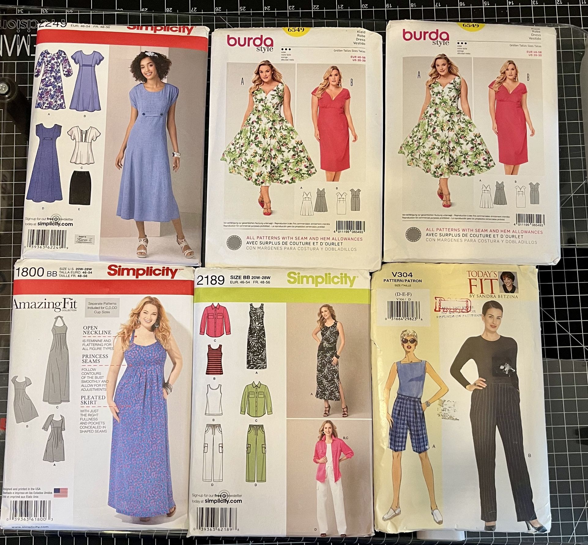 6 Simplicity and Burda Patterns Size 20-30